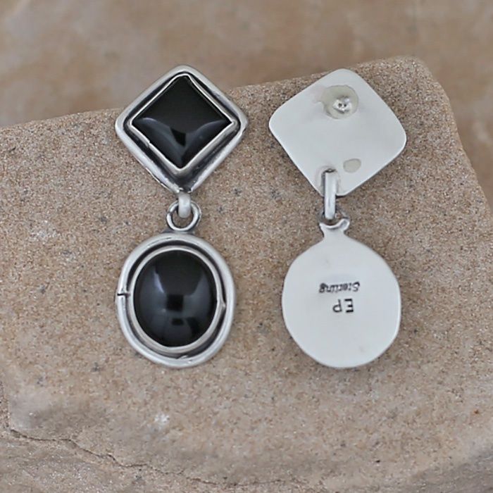 Black onyx dangle earrings