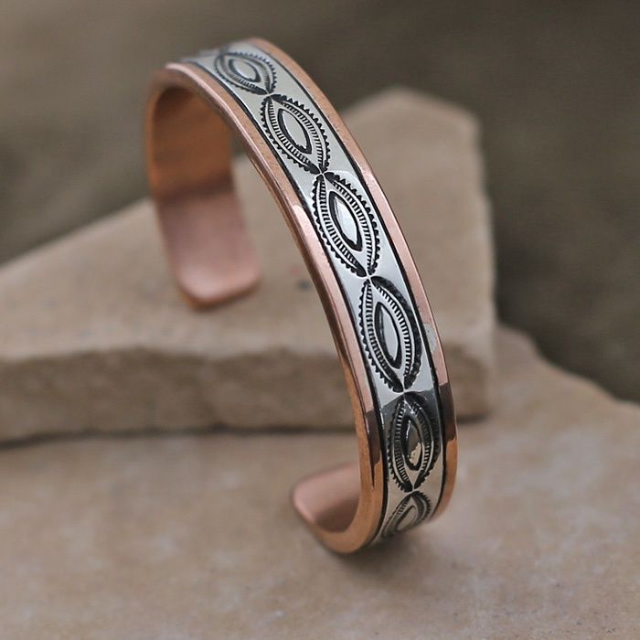 1/2&quot; wide copper &amp; silver bracelet
