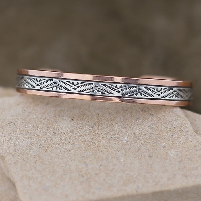 3/8&quot; copper &amp; silver cuff bracelet