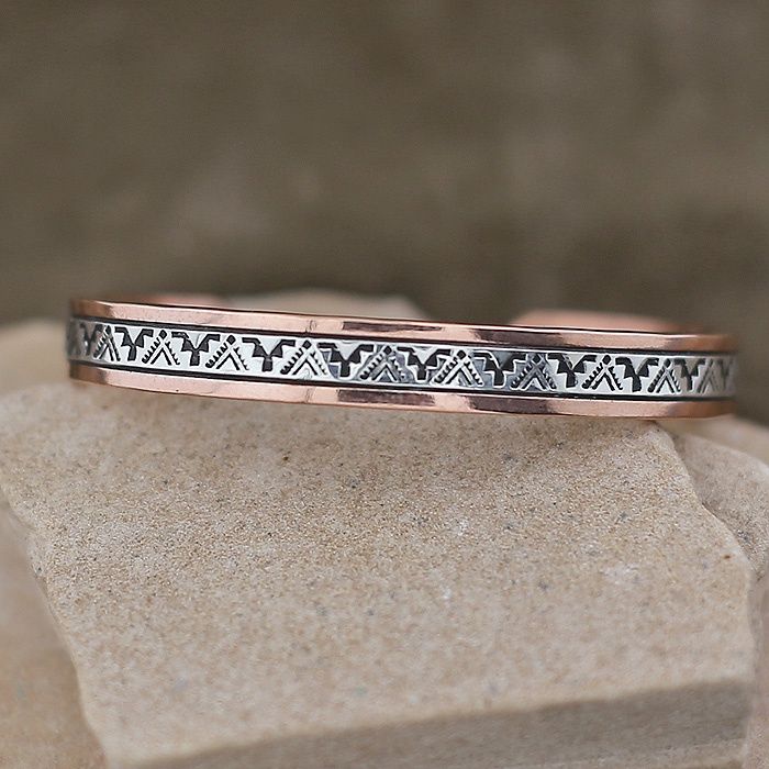 3/8&#39; Copper &amp; Silver stamped bracelet - Xtra Large size