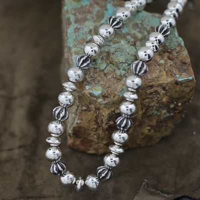 18&quot; Sterling silver handmade beads-Al Joe