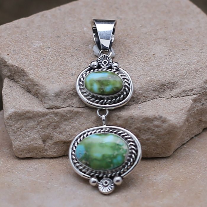 Double dangle pendant w/ Sonoran gold turquoise