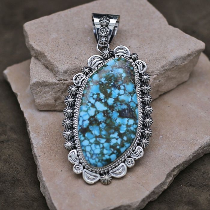 Extra Large Navajo pendant w/ Kingman turquoise