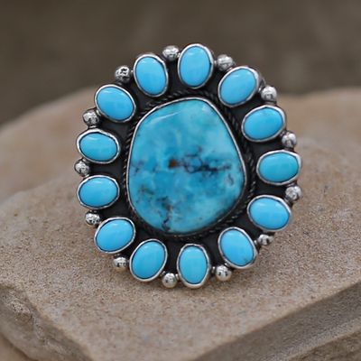 Navajo cluster ring w/ turquoise