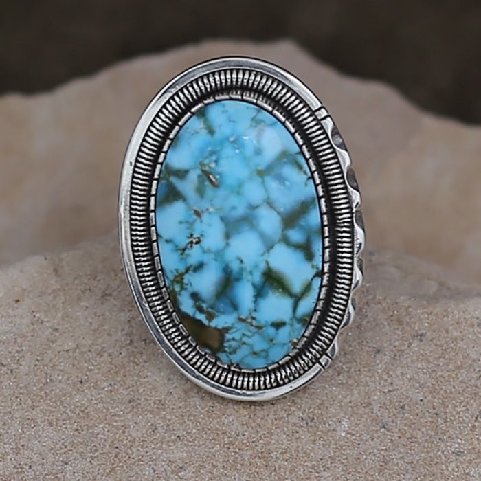 Large oval Kingman turquoise stone ring
