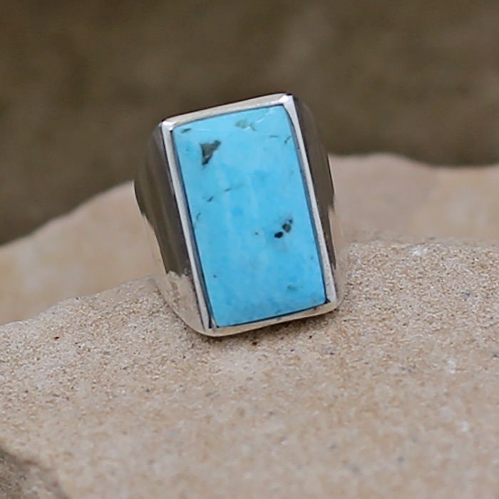 Large rectangular turquoise stone ring