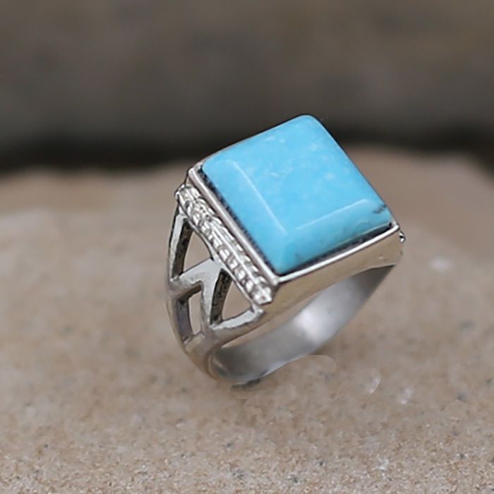 Navajo sand cast ring w/ turquoise