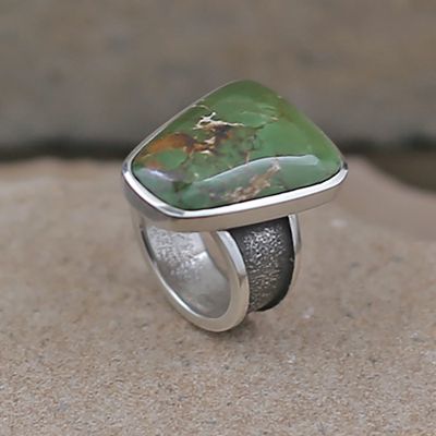 Navajo tufa cast ring w/ Royston turquoise