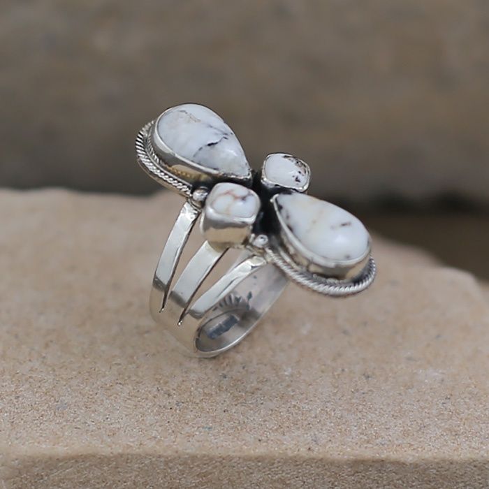 4-stone white buffalo ring