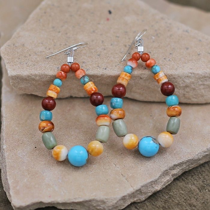 Large multicolor loop earrings