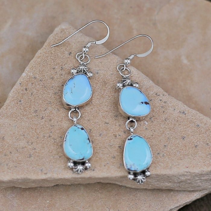 Long dangle golden hills turquoise earrings