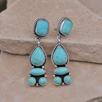 Multi stone turquoise dangle earrings