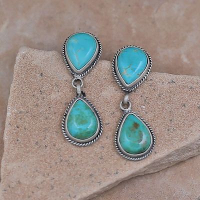 Double tear drop turquoise earrings