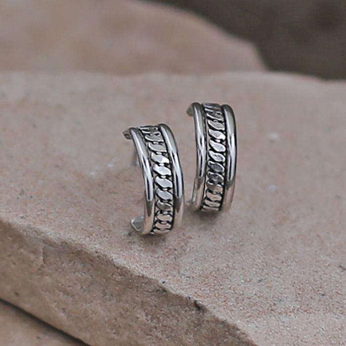 Mini silver 1/2 hoop earrings
