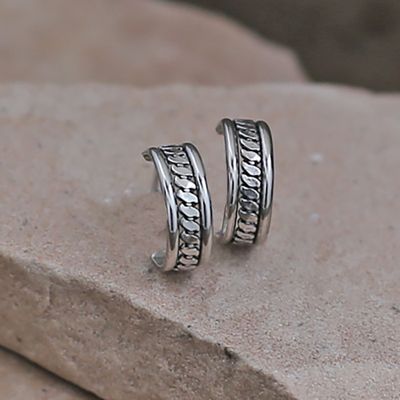 Mini silver 1/2 hoop earrings