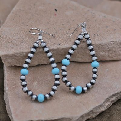 Dangle loop silver earrings w/ turquoise