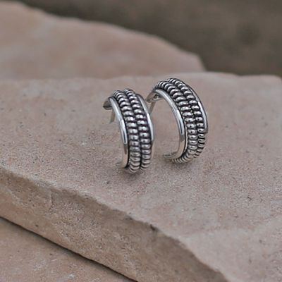 Double twist wire 1/2 hoop earring
