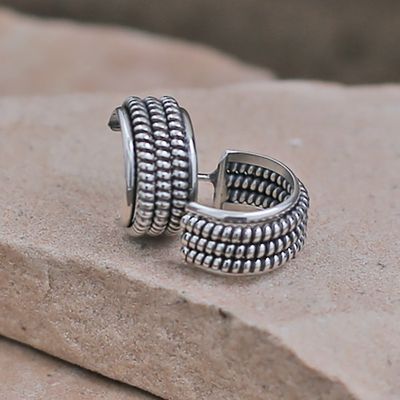 Triple twist wire 1/2 hoop earring