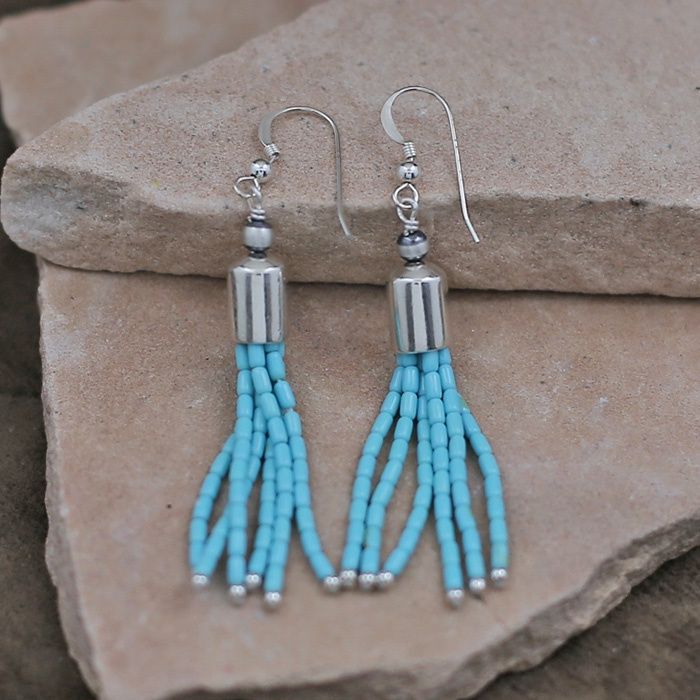 Turquoise fringe dangle earrings
