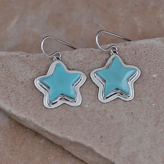 Turquoise star dangle earrings