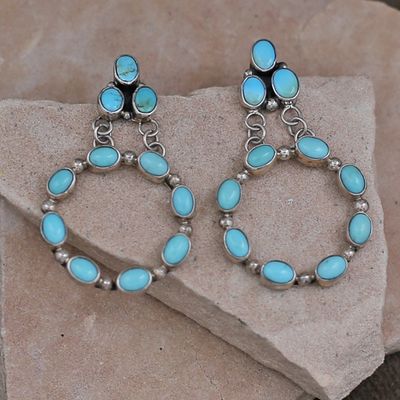Large round oval cluster dangle earrings
