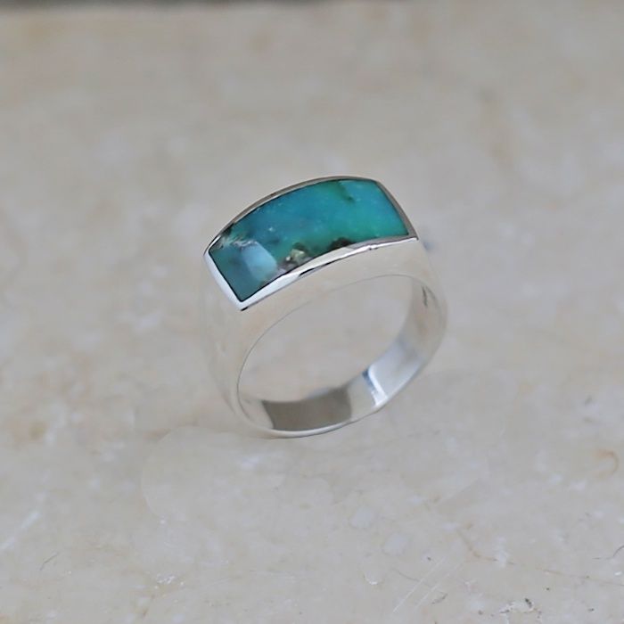 Royston turquoise inlay channel ring