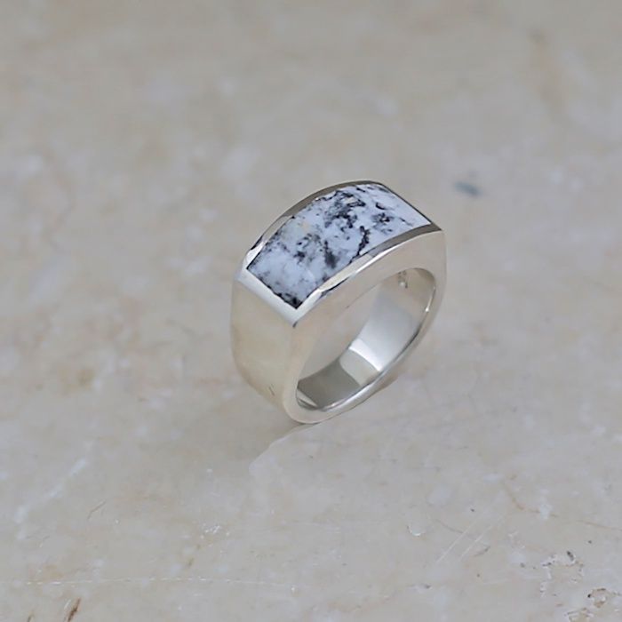 Inlay ring w/ White Buffalo Stone