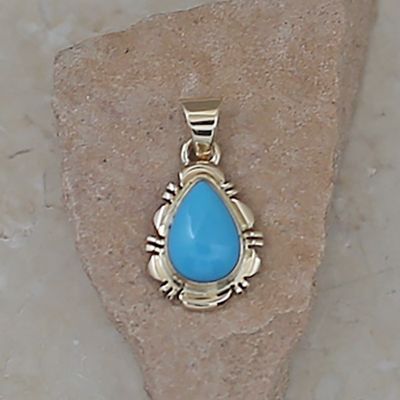Mini 14kt gold Sleeping Beauty turquoise pendant