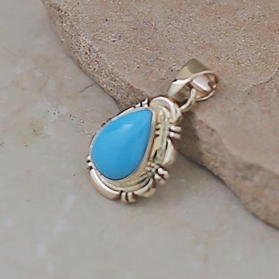 Mini 14kt gold Sleeping Beauty turquoise pendant