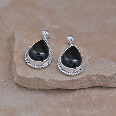 Navajo dangle earrings with Onyx