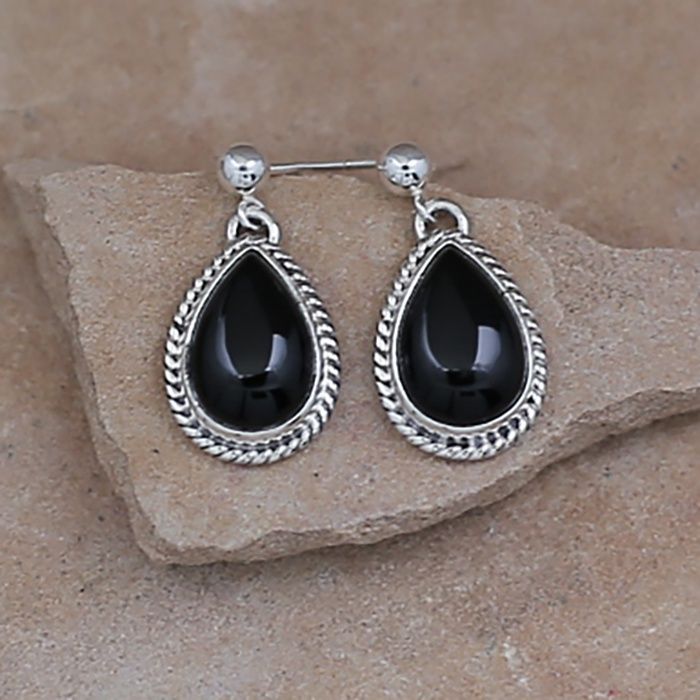 Navajo dangle earrings with Onyx