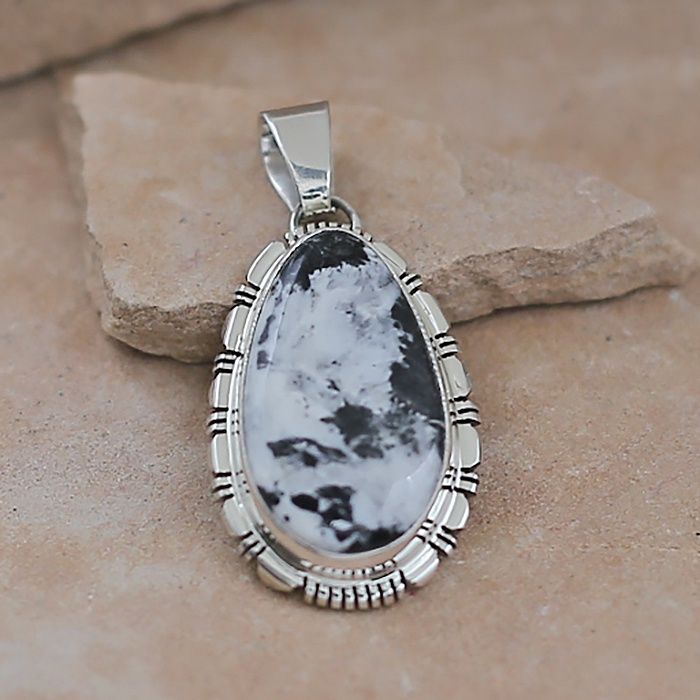 White Buffalo stone pendant