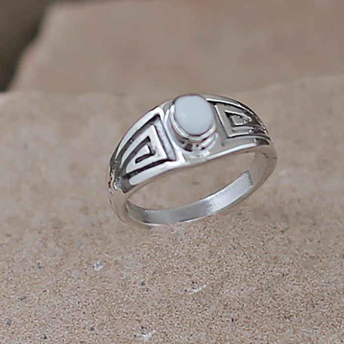 Small white buffalo stone ring