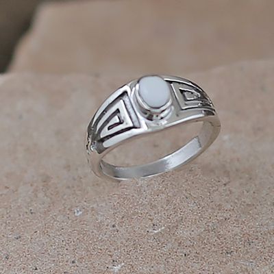 Small white buffalo stone ring