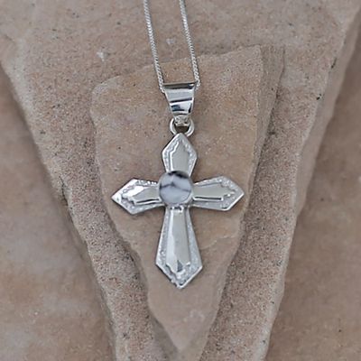 Small cross pendant w/ White Buffalo stone