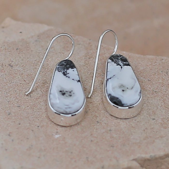 White Buffalo stone dangle earrings