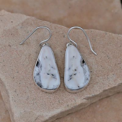 Irregular shaped dangle earrings with White Buffalo