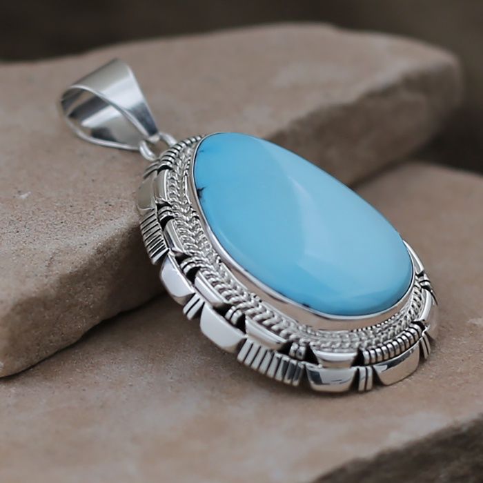 Large Sleeping Beauty turquoise stone pendant