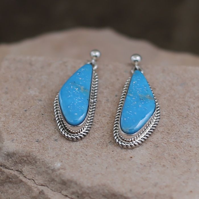 Medium turquoise dangle earrings