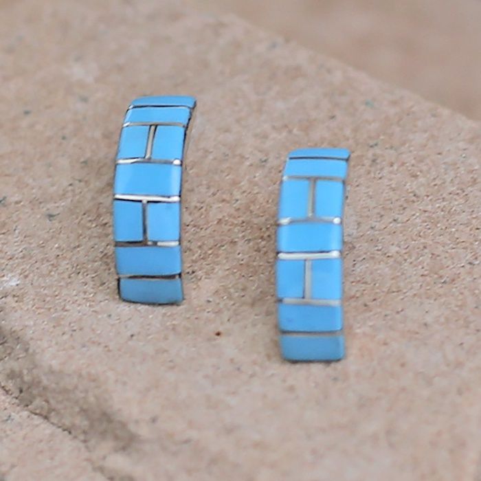 1/4 hoop channel inlay earring