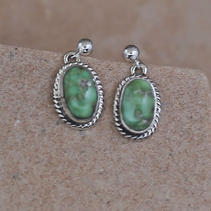 Mini oval dangle turquoise earrings