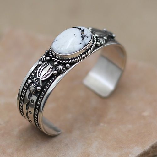 White Buffalo stone bracelet by artist Happy Piasso