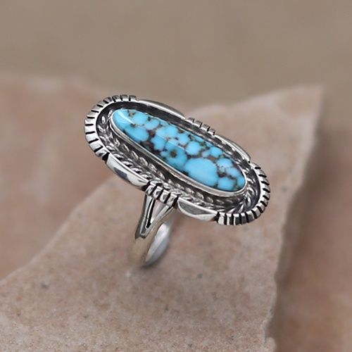 Long oval Sonoran blue turquoise ring