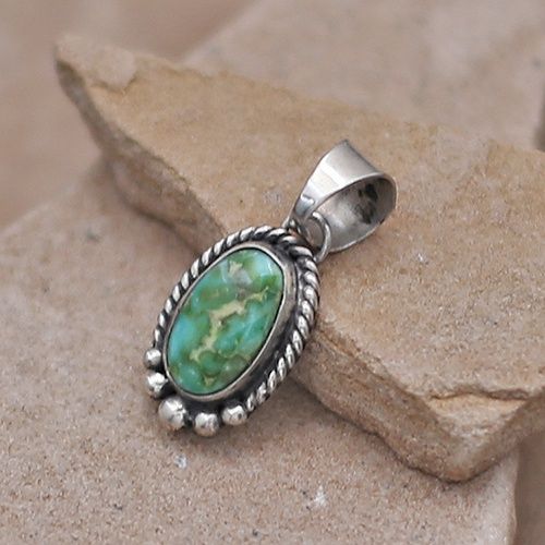 Small round Sonoran turquoise pendant