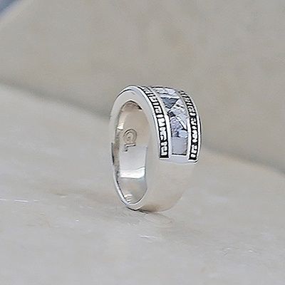 White Buffalo inlay ring w/ pattern edge