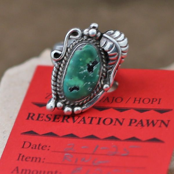 Green turquoise Navajo ring-Pawn Jewelry