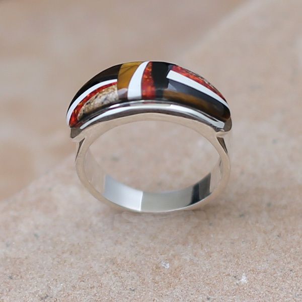 Contemporary Navajo raised inlay ring