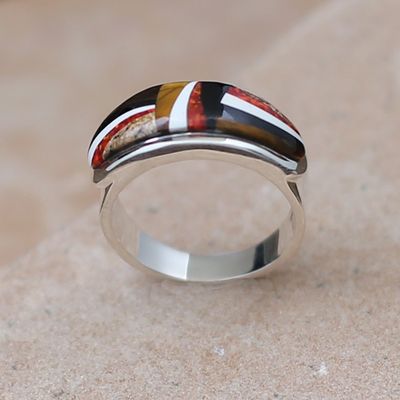 Contemporary Navajo raised inlay ring