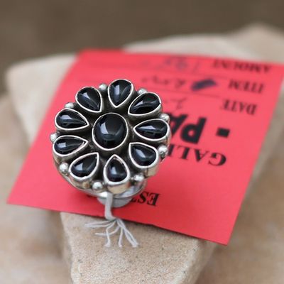 Adjustable black onyx cluster ring-Pawn Jewelry