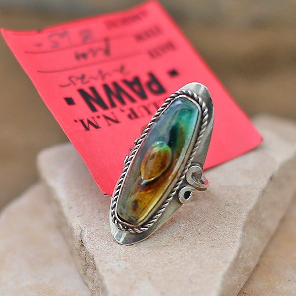 Unique acrylic stone silver ring-Pawn Jewelry
